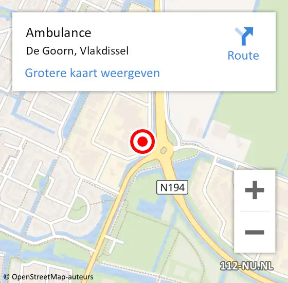 Locatie op kaart van de 112 melding: Ambulance De Goorn, Vlakdissel op 30 september 2019 08:58
