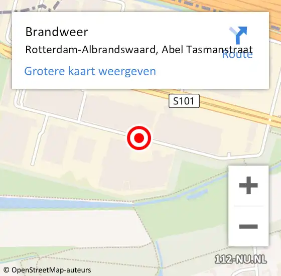 Locatie op kaart van de 112 melding: Brandweer Rotterdam-Albrandswaard, Abel Tasmanstraat op 30 september 2019 09:31