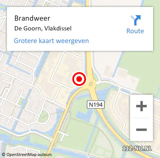 Locatie op kaart van de 112 melding: Brandweer De Goorn, Vlakdissel op 30 september 2019 09:42