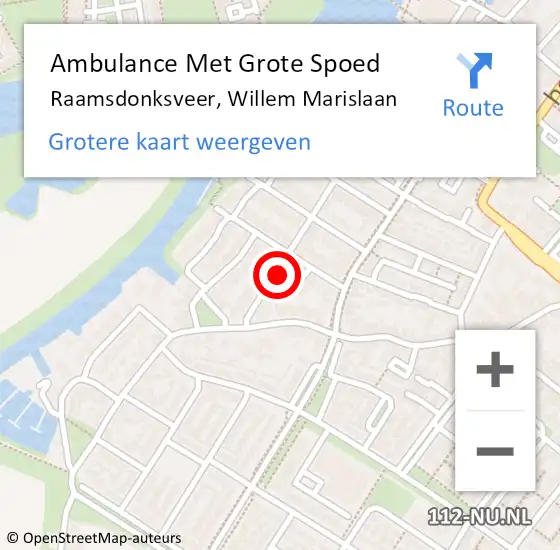 Locatie op kaart van de 112 melding: Ambulance Met Grote Spoed Naar Raamsdonksveer, Willem Marislaan op 30 september 2019 09:43