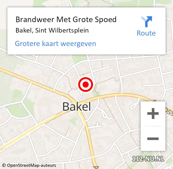 Locatie op kaart van de 112 melding: Brandweer Met Grote Spoed Naar Bakel, Sint Wilbertsplein op 30 september 2019 10:05