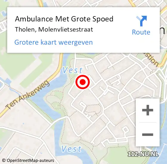 Locatie op kaart van de 112 melding: Ambulance Met Grote Spoed Naar Tholen, Molenvlietsestraat op 30 september 2019 10:14