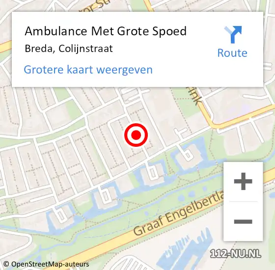 Locatie op kaart van de 112 melding: Ambulance Met Grote Spoed Naar Breda, Colijnstraat op 30 september 2019 10:32