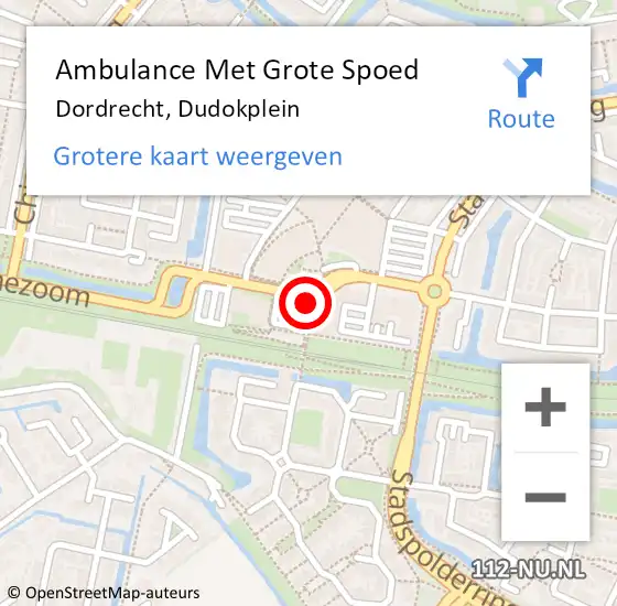 Locatie op kaart van de 112 melding: Ambulance Met Grote Spoed Naar Dordrecht, Dudokplein op 30 september 2019 10:34