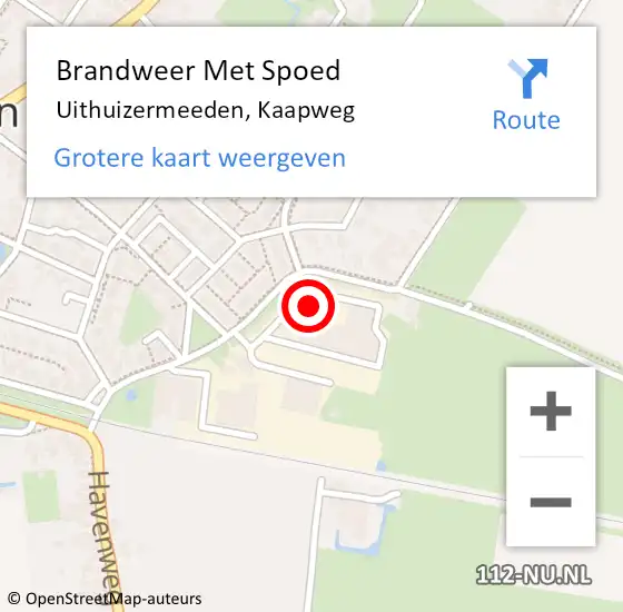 Locatie op kaart van de 112 melding: Brandweer Met Spoed Naar Uithuizermeeden, Kaapweg op 15 april 2014 11:16