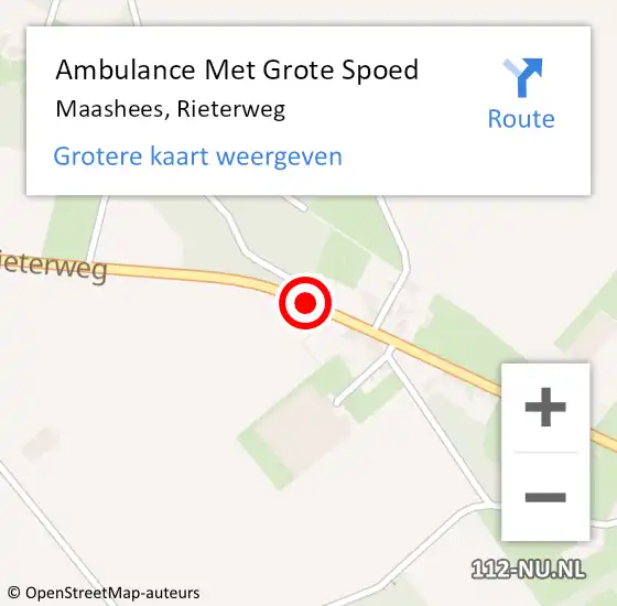 Locatie op kaart van de 112 melding: Ambulance Met Grote Spoed Naar Maashees, Rieterweg op 30 september 2019 11:38