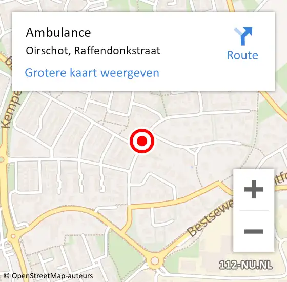 Locatie op kaart van de 112 melding: Ambulance Oirschot, Raffendonkstraat op 30 september 2019 12:03