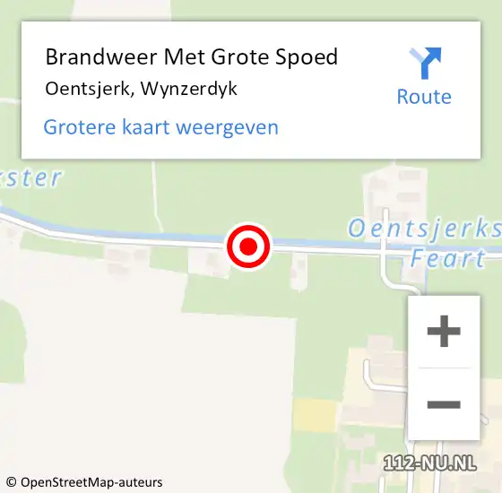 Locatie op kaart van de 112 melding: Brandweer Met Grote Spoed Naar Oentsjerk, Wynzerdyk op 30 september 2019 12:06