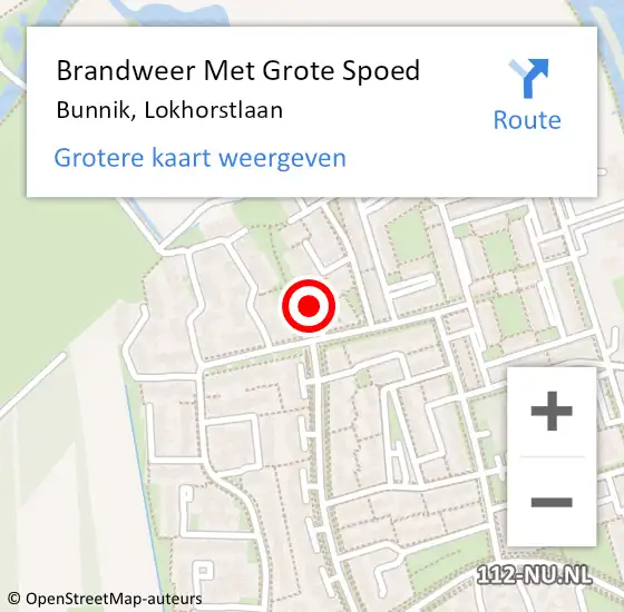 Locatie op kaart van de 112 melding: Brandweer Met Grote Spoed Naar Bunnik, Lokhorstlaan op 15 april 2014 11:25