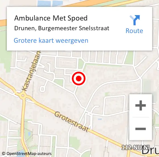 Locatie op kaart van de 112 melding: Ambulance Met Spoed Naar Drunen, Burgemeester Snelsstraat op 30 september 2019 12:49