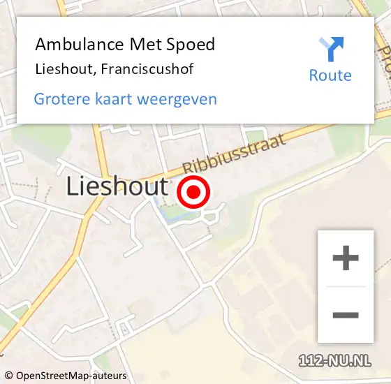 Locatie op kaart van de 112 melding: Ambulance Met Spoed Naar Lieshout, Franciscushof op 30 september 2019 13:01