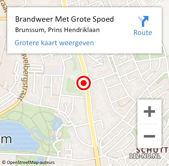 Locatie op kaart van de 112 melding: Brandweer Met Grote Spoed Naar Brunssum, Prins Hendriklaan op 30 september 2019 13:03