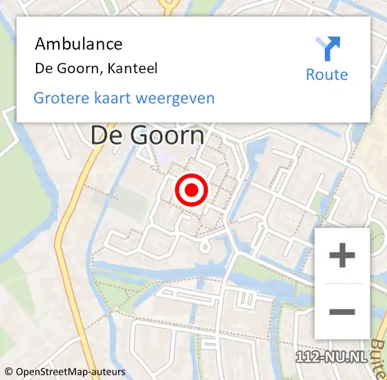 Locatie op kaart van de 112 melding: Ambulance De Goorn, Kanteel op 30 september 2019 13:17