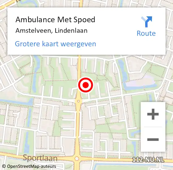 Locatie op kaart van de 112 melding: Ambulance Met Spoed Naar Amstelveen, Lindenlaan op 30 september 2019 13:25