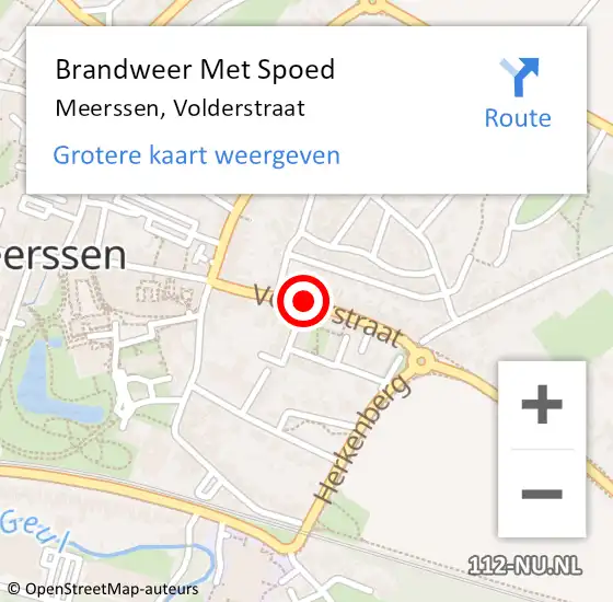 Locatie op kaart van de 112 melding: Brandweer Met Spoed Naar Meerssen, Volderstraat op 30 september 2019 13:43