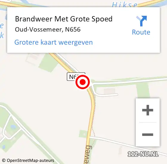 Locatie op kaart van de 112 melding: Brandweer Met Grote Spoed Naar Oud-Vossemeer, N656 op 30 september 2019 14:39