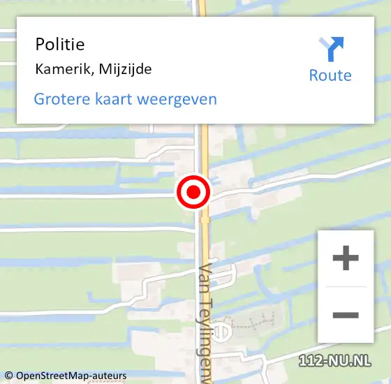 Locatie op kaart van de 112 melding: Politie Kamerik, Mijzijde op 30 september 2019 14:57