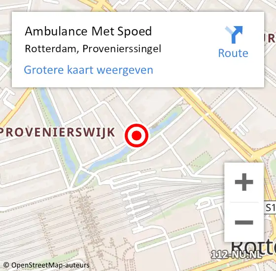 Locatie op kaart van de 112 melding: Ambulance Met Spoed Naar Rotterdam, Provenierssingel op 30 september 2019 15:08
