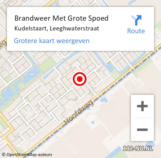 Locatie op kaart van de 112 melding: Brandweer Met Grote Spoed Naar Kudelstaart, Leeghwaterstraat op 30 september 2019 15:51