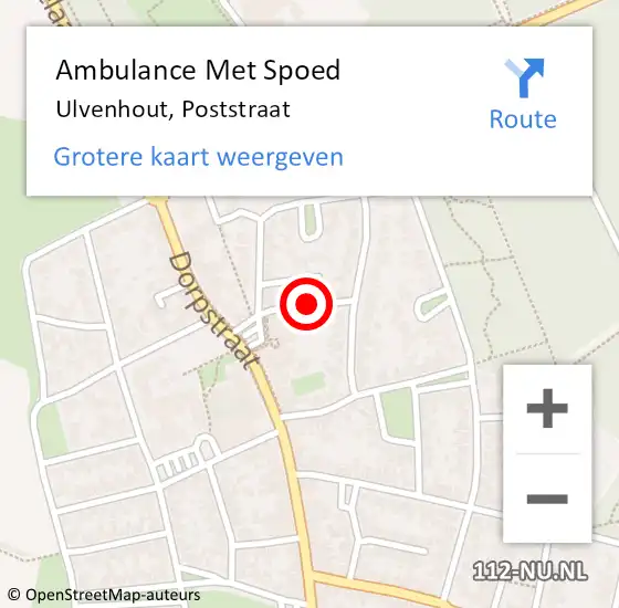 Locatie op kaart van de 112 melding: Ambulance Met Spoed Naar Ulvenhout, Poststraat op 30 september 2019 16:15