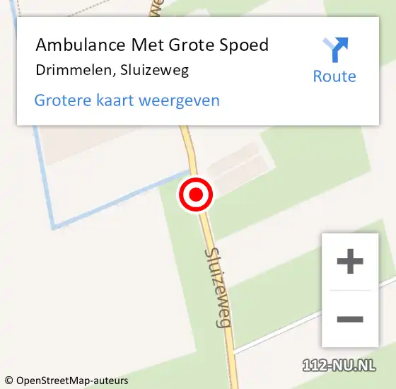 Locatie op kaart van de 112 melding: Ambulance Met Grote Spoed Naar Drimmelen, Sluizeweg op 30 september 2019 16:23