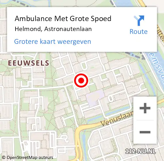 Locatie op kaart van de 112 melding: Ambulance Met Grote Spoed Naar Helmond, Astronautenlaan op 30 september 2019 16:46