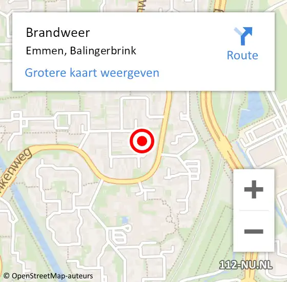 Locatie op kaart van de 112 melding: Brandweer Emmen, Balingerbrink op 30 september 2019 17:29