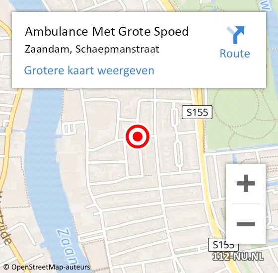 Locatie op kaart van de 112 melding: Ambulance Met Grote Spoed Naar Zaandam, Schaepmanstraat op 30 september 2019 17:32