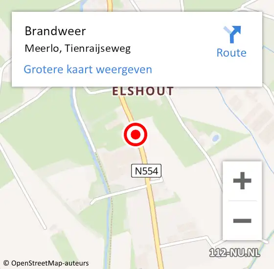 Locatie op kaart van de 112 melding: Brandweer Meerlo, Tienraijseweg op 30 september 2019 18:29