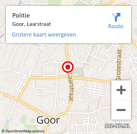 Locatie op kaart van de 112 melding: Politie Goor, Laarstraat op 30 september 2019 18:37