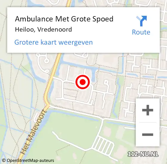Locatie op kaart van de 112 melding: Ambulance Met Grote Spoed Naar Heiloo, Vredenoord op 30 september 2019 18:55