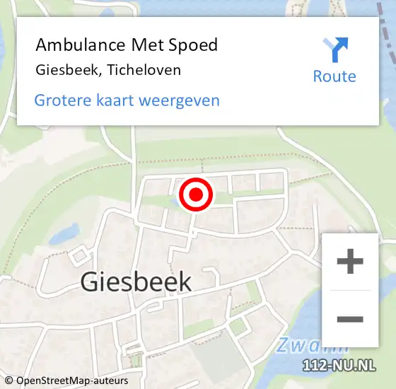 Locatie op kaart van de 112 melding: Ambulance Met Spoed Naar Giesbeek, Ticheloven op 30 september 2019 19:46