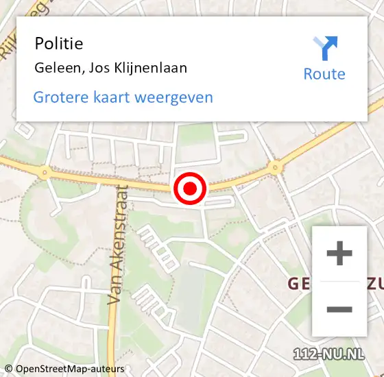Locatie op kaart van de 112 melding: Politie Geleen, Jos Klijnenlaan op 30 september 2019 20:25