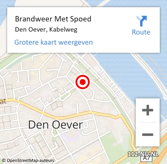 Locatie op kaart van de 112 melding: Brandweer Met Spoed Naar Den Oever, Kabelweg op 15 april 2014 12:10