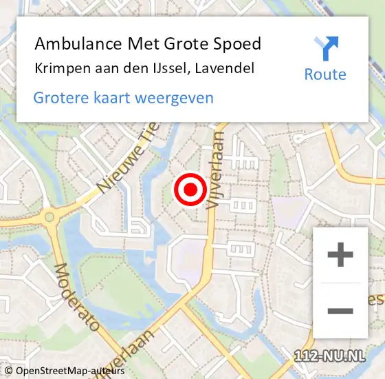 Locatie op kaart van de 112 melding: Ambulance Met Grote Spoed Naar Krimpen aan den IJssel, Lavendel op 30 september 2019 21:01