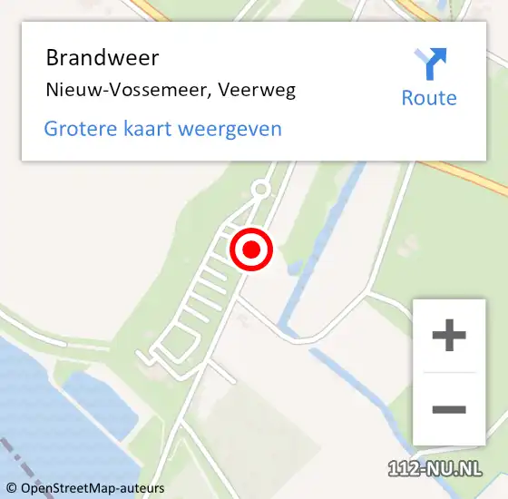 Locatie op kaart van de 112 melding: Brandweer Nieuw-Vossemeer, Veerweg op 30 september 2019 21:08