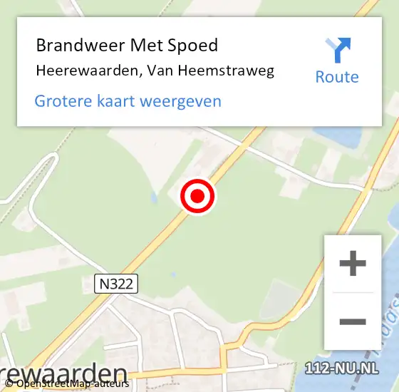 Locatie op kaart van de 112 melding: Brandweer Met Spoed Naar Heerewaarden, Van Heemstraweg op 15 april 2014 12:12