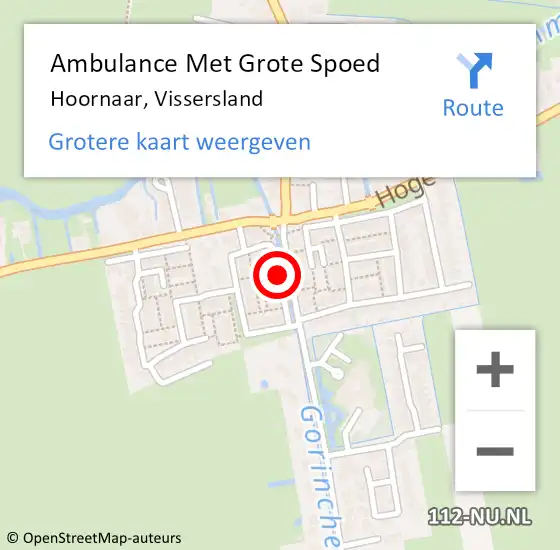 Locatie op kaart van de 112 melding: Ambulance Met Grote Spoed Naar Hoornaar, Vissersland op 30 september 2019 21:14