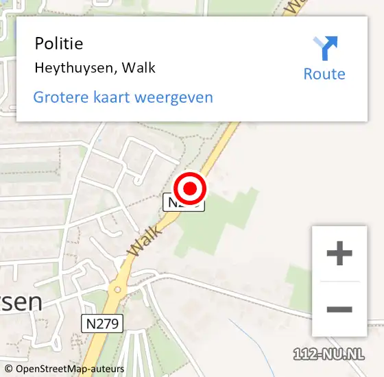 Locatie op kaart van de 112 melding: Politie Heythuysen, Walk op 30 september 2019 21:38