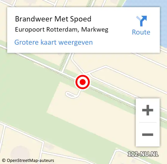 Locatie op kaart van de 112 melding: Brandweer Met Spoed Naar Europoort Rotterdam, Markweg op 30 september 2019 21:48