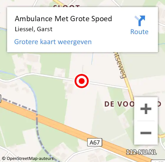 Locatie op kaart van de 112 melding: Ambulance Met Grote Spoed Naar Liessel, Garst op 30 september 2019 22:06