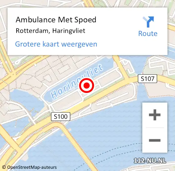 Locatie op kaart van de 112 melding: Ambulance Met Spoed Naar Rotterdam, Haringvliet op 30 september 2019 23:30