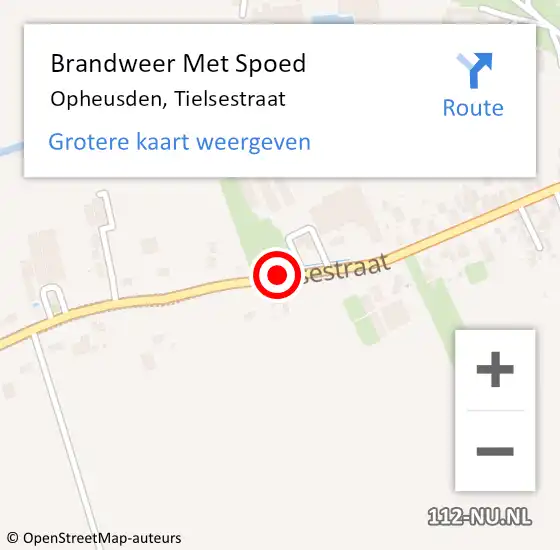 Locatie op kaart van de 112 melding: Brandweer Met Spoed Naar Opheusden, Tielsestraat op 1 oktober 2019 00:39