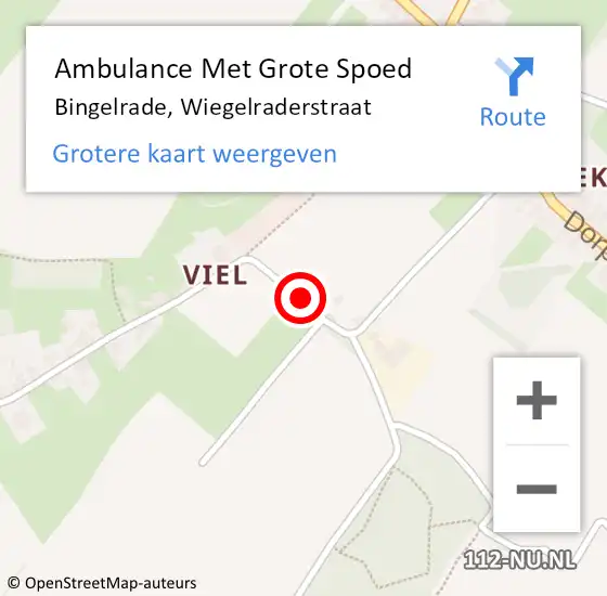 Locatie op kaart van de 112 melding: Ambulance Met Grote Spoed Naar Bingelrade, Wiegelraderstraat op 15 april 2014 12:22