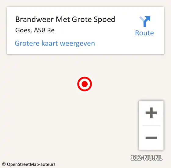 Locatie op kaart van de 112 melding: Brandweer Met Grote Spoed Naar Goes, A58 Re op 1 oktober 2019 04:44