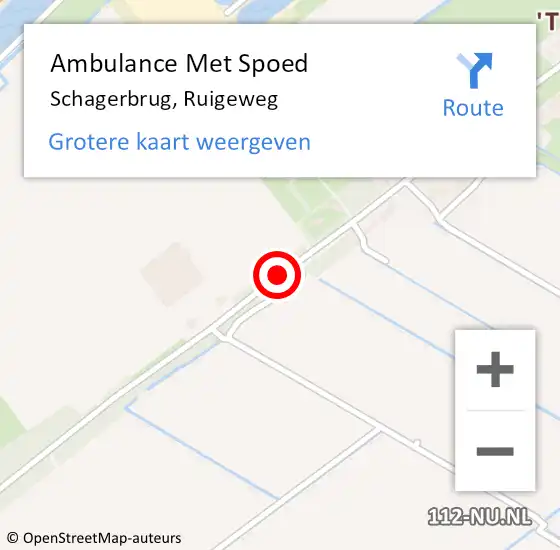 Locatie op kaart van de 112 melding: Ambulance Met Spoed Naar Schagerbrug, Ruigeweg op 1 oktober 2019 07:54