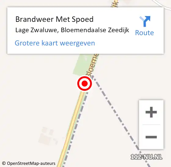 Locatie op kaart van de 112 melding: Brandweer Met Spoed Naar Lage Zwaluwe, Bloemendaalse Zeedijk op 1 oktober 2019 07:56
