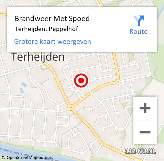 Locatie op kaart van de 112 melding: Brandweer Met Spoed Naar Terheijden, Peppelhof op 1 oktober 2019 07:58