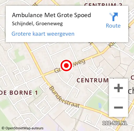 Locatie op kaart van de 112 melding: Ambulance Met Grote Spoed Naar Schijndel, Groeneweg op 1 oktober 2019 09:09