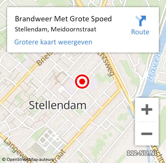 Locatie op kaart van de 112 melding: Brandweer Met Grote Spoed Naar Stellendam, Meidoornstraat op 1 oktober 2019 09:43